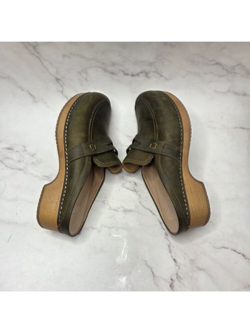 Dansko Bel Green Oiled Slip-On Mules Leather Clogs Sandals Women's 9 (39) - Picture 5 of 8